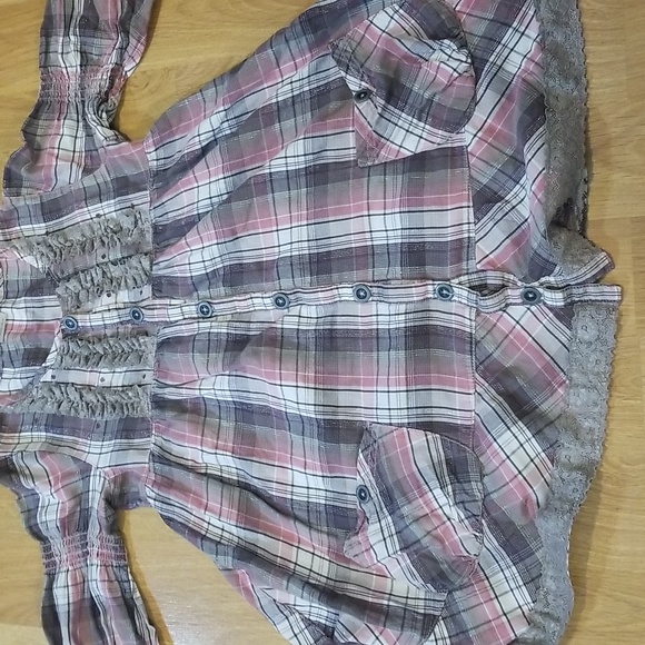 Next pink metallic button down blouse girls size 10 years - Picture 2 of 7
